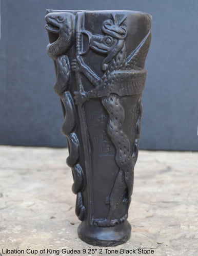 Sumerian Libation Cup of King Gudea Caduceus votive chalice statue Sculpture 9.25