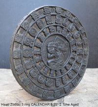 Load image into Gallery viewer, History MAYAN AZTEC Haab Zodiac 3 ring CALENDAR Sculptural wall relief plaque 8.25&quot; Museum Quality www.Neo-Mfg.com n13
