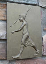 Load image into Gallery viewer, History Egyptian Kinf Tut Tutankhamun with spear plaque Tomb Tut Artifact Sculpture Statue 10&quot; www.Neo-Mfg.com Museum Replica d27
