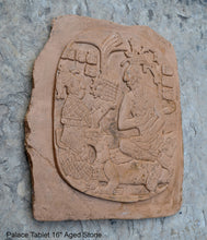 Load image into Gallery viewer, Aztec Mayan Mesoamerican Oval Palace tomb Palenque temple fragment carving Sculptural wall relief plaque 16.125" www.Neo-Mfg.com
