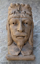 Load image into Gallery viewer, French Man Wall Corbel Bracket carving Sculptural wall relief plaque 11.125" www.Neo-Mfg.com Face Head
