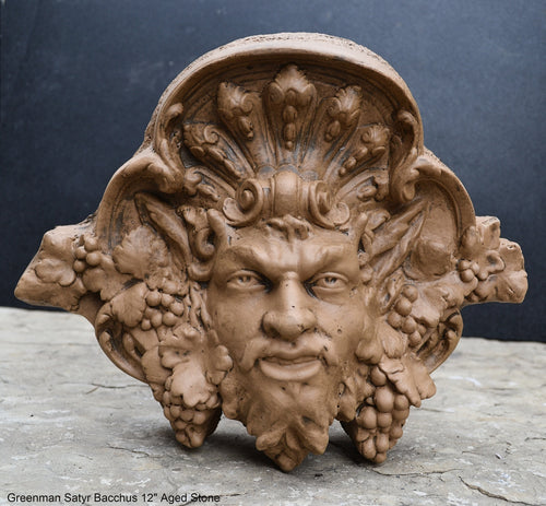 Greenman Satyr Bacchus Wall Plaque sculpture Sconce www.Neo-Mfg.com 12