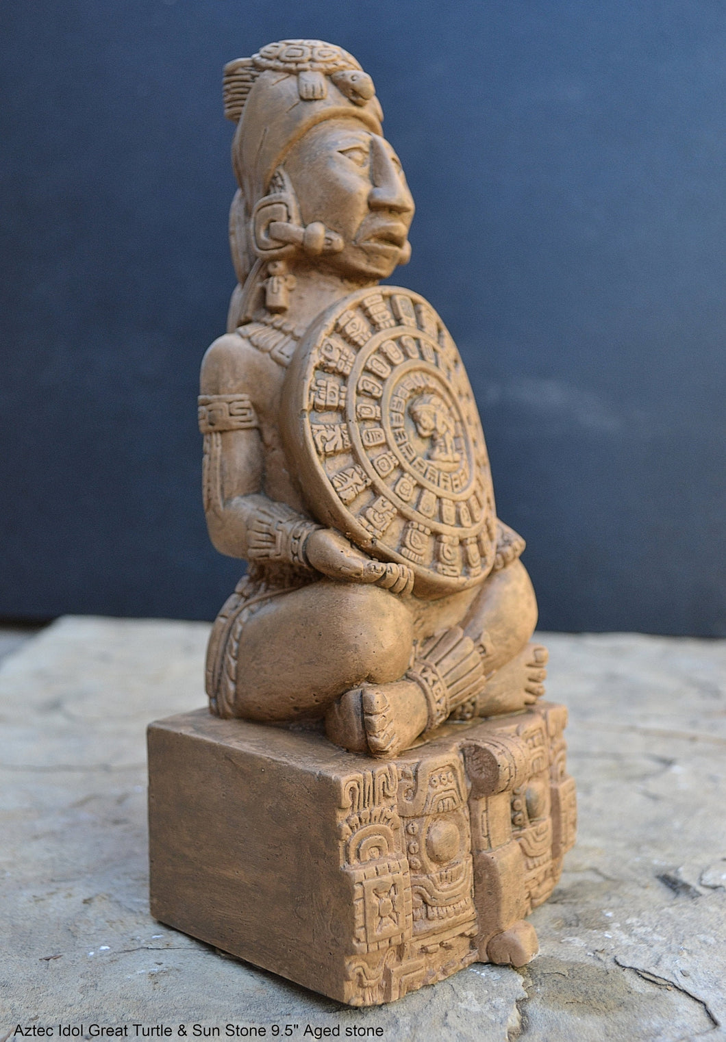 Aztec Mayan Idol Great Turtle & Sun Stone 9.5