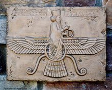 Load image into Gallery viewer, Assyrian Ahura Mazda Faravahar Persian Persepolis art Wall Sculpture 12&quot; www.Neo-Mfg.com a8
