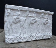 Load image into Gallery viewer, Roman Greek 3 horseman Sculptural Wall frieze plaque Fragment relief www.Neo-Mfg.com 18&quot;
