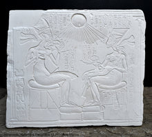 Load image into Gallery viewer, History Egyptian Akhenaten, Nefertiti &amp; Daughters Plaque Artifact Sculpture 15.75&quot; www.Neo-Mfg.com Museum Reproduction
