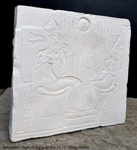 Load image into Gallery viewer, History Egyptian Akhenaten, Nefertiti &amp; Daughters Plaque Artifact Sculpture 15.75" www.Neo-Mfg.com Museum Reproduction
