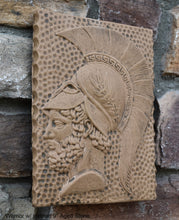 Load image into Gallery viewer, Roman Greek Warrior w/ Helmet Stone Carving Sculpture Wall Frieze 9" tall www.Neo-Mfg.com d5
