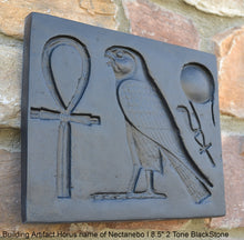 Load image into Gallery viewer, History Egyptian Building Artifact Horus name of Nectanebo I Carved Sculpture Statue www.Neo-Mfg.com Wall art 8.5&quot; g23
