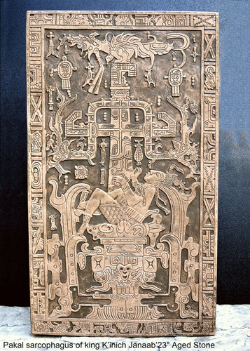History Aztec Mayan sarcophagus of king K’inich Janaab’ Pakal wall plaque art 23