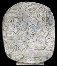 Load image into Gallery viewer, Aztec Mayan Mesoamerican Oval Palace tomb Palenque temple fragment carving Sculptural wall relief plaque 8.5" www.Neo-Mfg.com

