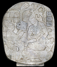 Load image into Gallery viewer, Aztec Mayan Mesoamerican Oval Palace tomb Palenque temple fragment carving Sculptural wall relief plaque 16.125" www.Neo-Mfg.com
