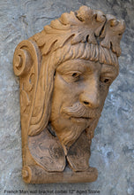 Load image into Gallery viewer, French Man Wall Corbel Bracket carving Sculptural wall relief plaque 11.125" www.Neo-Mfg.com Face Head
