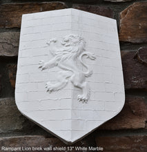Load image into Gallery viewer, Coat Arms Rampant Lion brick wall shield sculpture plaque www.NEO-MFG.com 13"

