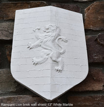 Load image into Gallery viewer, Coat Arms Rampant Lion brick wall shield sculpture plaque www.NEO-MFG.com 13"
