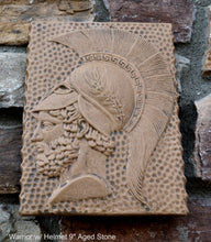 Load image into Gallery viewer, Roman Greek Warrior w/ Helmet Stone Carving Sculpture Wall Frieze 9&quot; tall www.Neo-Mfg.com d5
