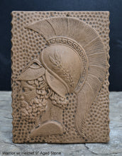 Load image into Gallery viewer, Roman Greek Warrior w/ Helmet Stone Carving Sculpture Wall Frieze 9&quot; tall www.Neo-Mfg.com d5
