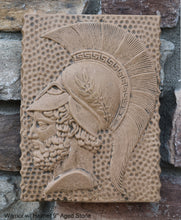 Load image into Gallery viewer, Roman Greek Warrior w/ Helmet Stone Carving Sculpture Wall Frieze 9&quot; tall www.Neo-Mfg.com d5
