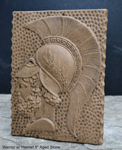 Load image into Gallery viewer, Roman Greek Warrior w/ Helmet Stone Carving Sculpture Wall Frieze 9&quot; tall www.Neo-Mfg.com d5
