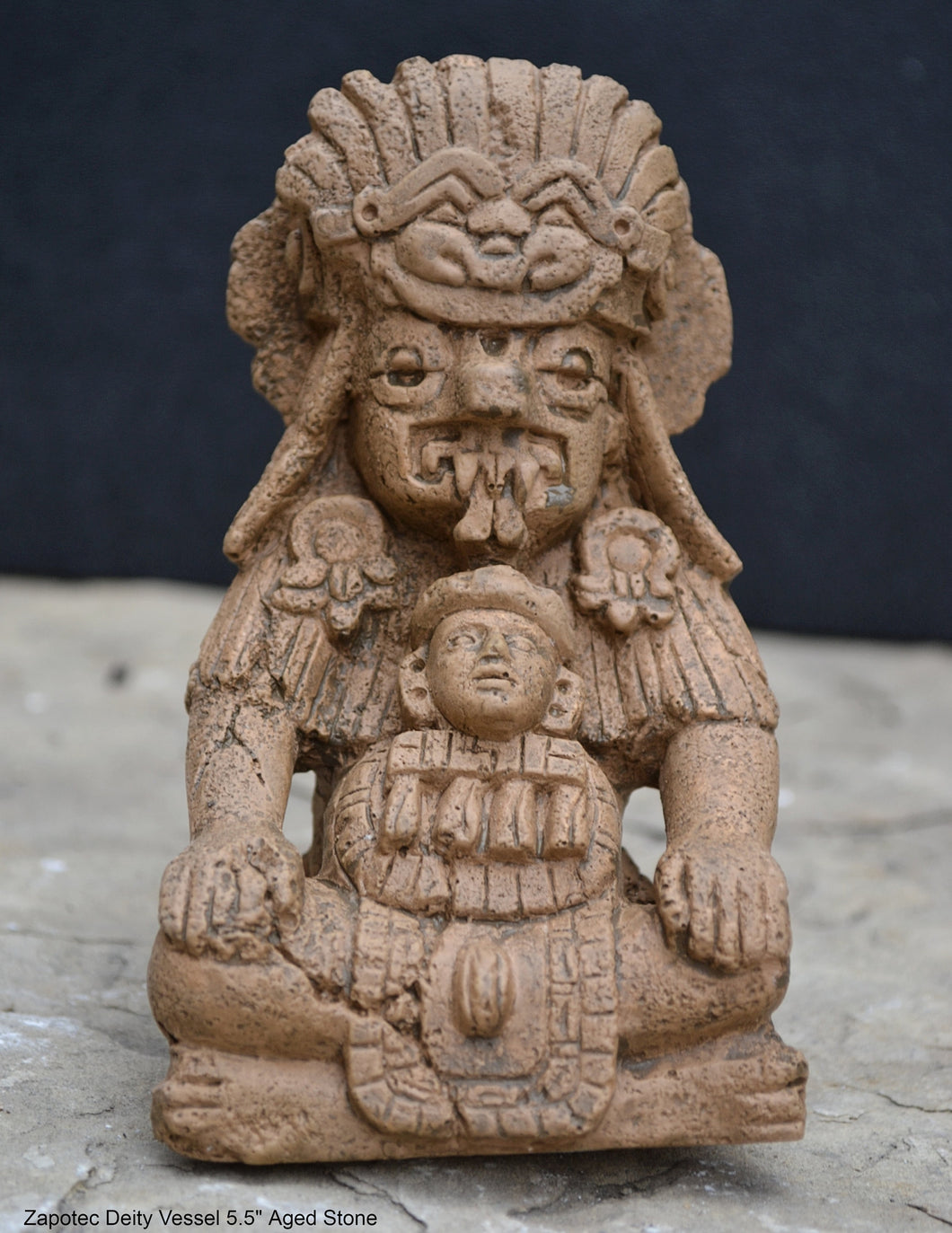 History Aztec Maya Mesoamerica Zapotec Deity Vessel Sculpture Statue www.Neo-Mfg.com 5.5