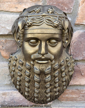 Load image into Gallery viewer, Roman Greek Dionysus God of wine ritual madness and ecstasy - Bacchus bust Sculptural Wall frieze plaque relief www.Neo-Mfg.com 14&quot;
