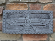 Load image into Gallery viewer, Assyrian Faravahar ahura mazda Persian Persepolis art Sculpture wall plaque relief 17" www.Neo-Mfg.com
