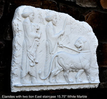 Load image into Gallery viewer, Assyrian Elamites with two lion East staircase Persian Persepolis art Wall Sculpture 15.75&quot; www.Neo-Mfg.com
