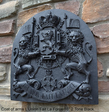 Load image into Gallery viewer, Coat of arms L’Union Fait La Force wall plaque relief statue sculpture 16" www.Neo-Mfg.com
