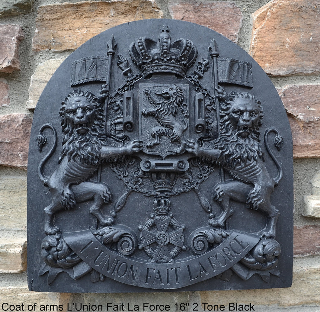 Coat of arms L’Union Fait La Force wall plaque relief statue sculpture 16