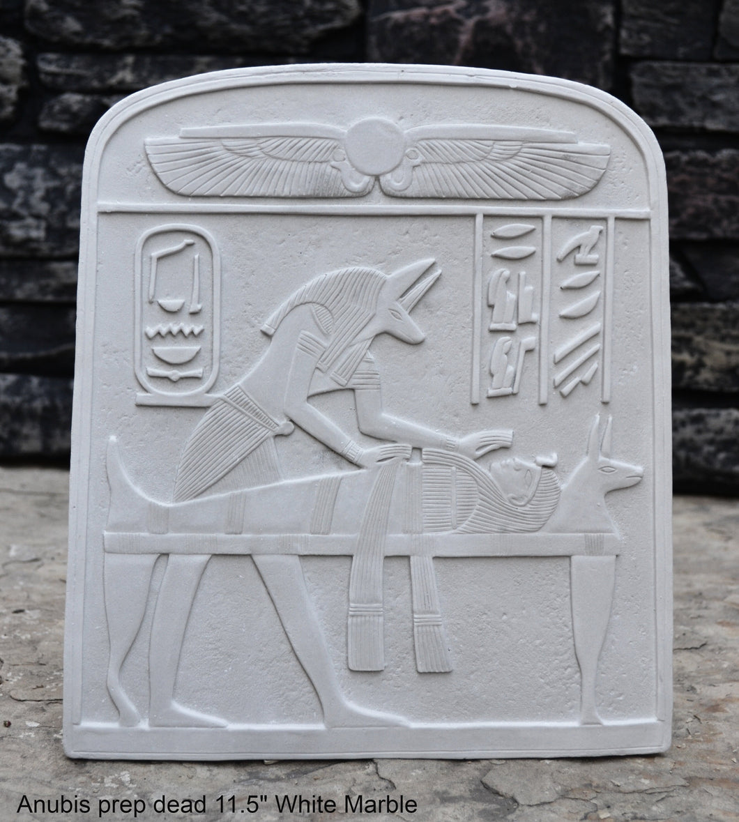 Egyptian Anubis preparing the dead wall plaque relief www.neo-mfg.com 11.5