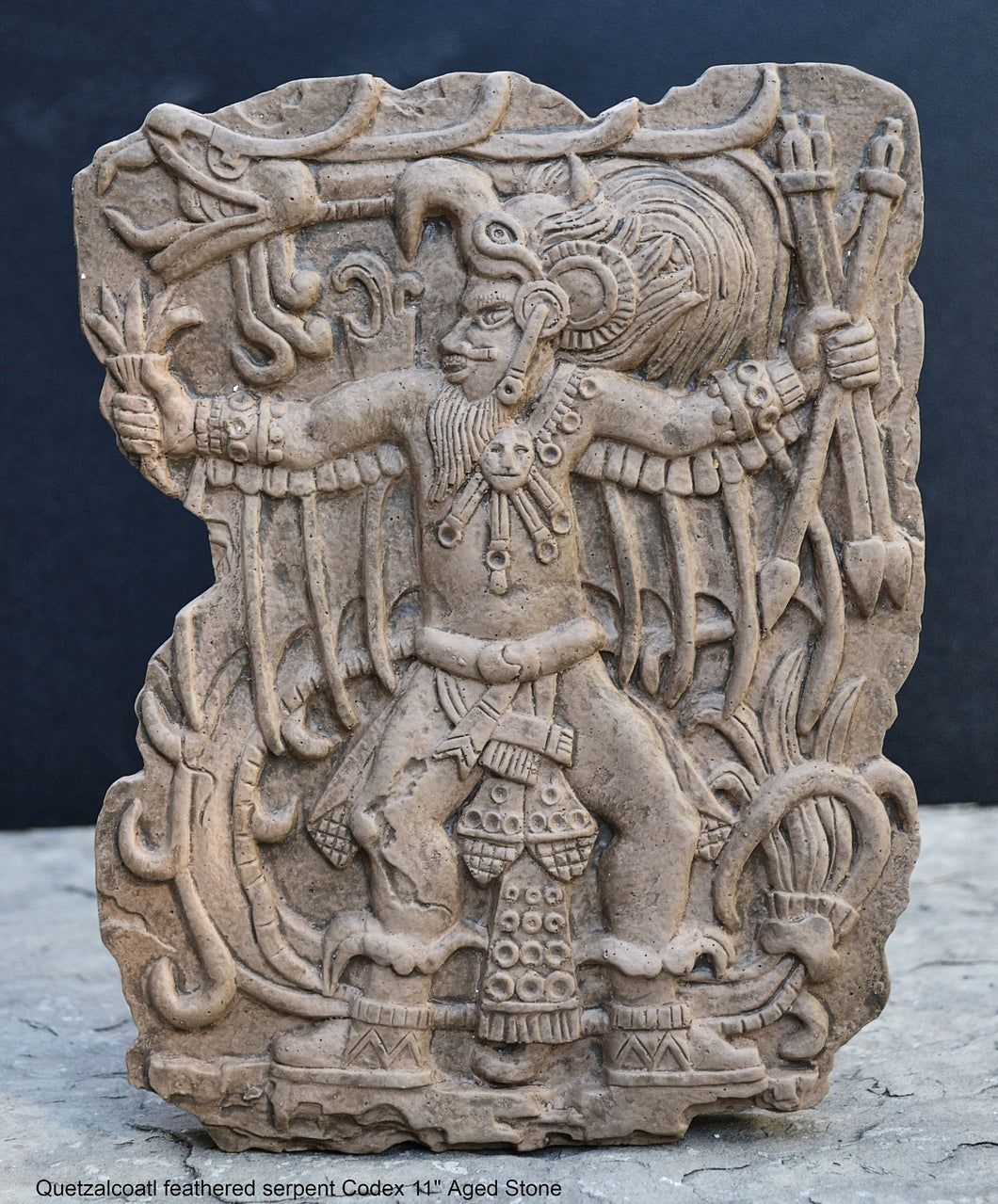 History Aztec Maya Quetzalcoatl feathered serpent Codex Artifact Carved Deity Sculpture Statue 11