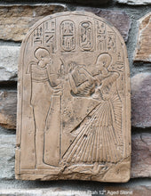 Load image into Gallery viewer, Egyptian Ramesses IV Seth herwenemef in Adoration before Ptah stele Plaque Artifact Sculpture 12" www.Neo-Mfg.com Museum Reproduction
