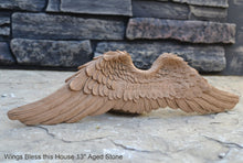 Load image into Gallery viewer, Angel Wings Bless this House wall sculpture statue plaque www.Neo-Mfg.com mini 13&quot; wide
