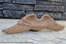 Load image into Gallery viewer, Angel Wings Bless this House wall sculpture statue plaque www.Neo-Mfg.com mini 13" wide
