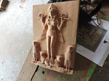 Load image into Gallery viewer, Babylonian Burney Relief Queen of Night GODDESS ISHTAR Mesopotamia Sculptural relief carving plaque www.Neo-Mfg.com 13.75&quot;
