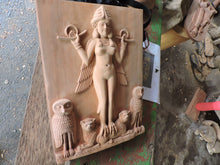 Load image into Gallery viewer, Babylonian Burney Relief Queen of Night GODDESS ISHTAR Mesopotamia Sculptural relief carving plaque www.Neo-Mfg.com 13.75&quot;
