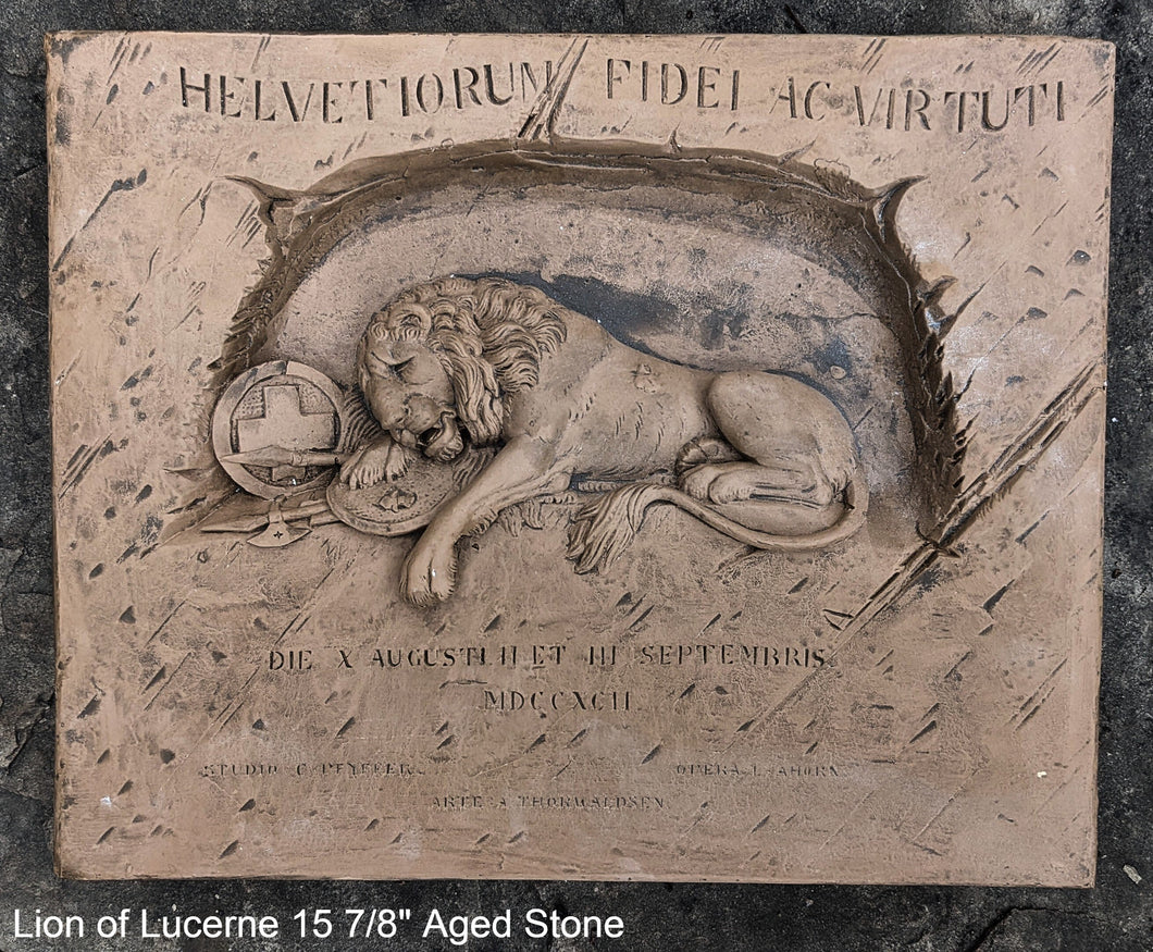 Lion of Lucerne wall plaque relief Sculpture Statue 15 7/8
