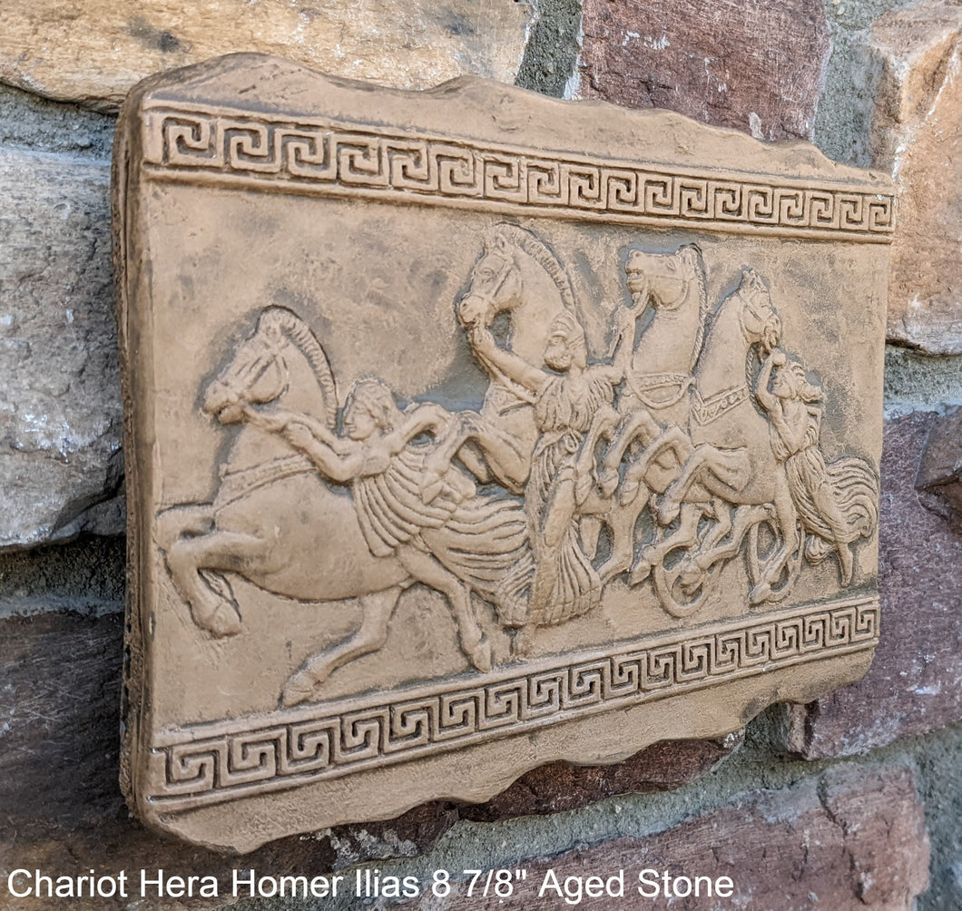 Roman Greek Chariot goddess Hera Homer Ilias sculptural Wall frieze plaque relief www.Neo-Mfg.com 8 7/8