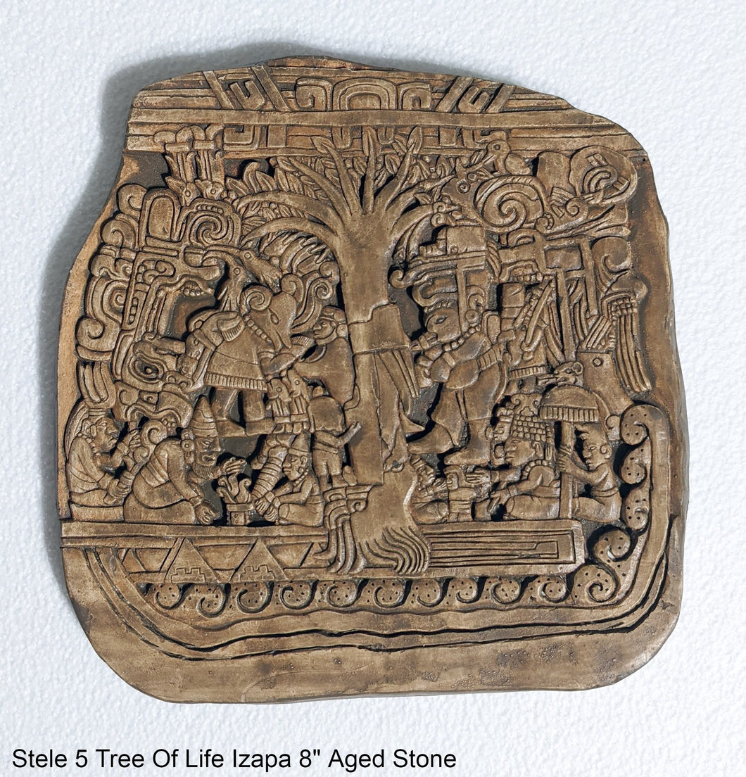 Aztec Mayan Stele 5 Tree Of Life Izapa Olmec Sculpture wall plaque 8