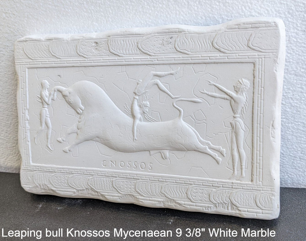 Roman Greek Leaping bull Knossos Mycenaean sculptural Wall frieze plaque relief www.Neo-Mfg.com 9 3/8