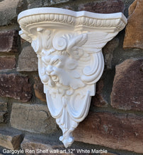 Load image into Gallery viewer, Gargoyle Satyr wall Shelf corbel Grotesque goblin sculpture www.NEO-MFG.com 12&quot; winged greenman leaf face
