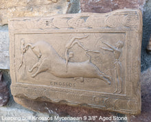 Load image into Gallery viewer, Roman Greek Leaping bull Knossos Mycenaean sculptural Wall frieze plaque relief www.Neo-Mfg.com 9 3/8&quot;
