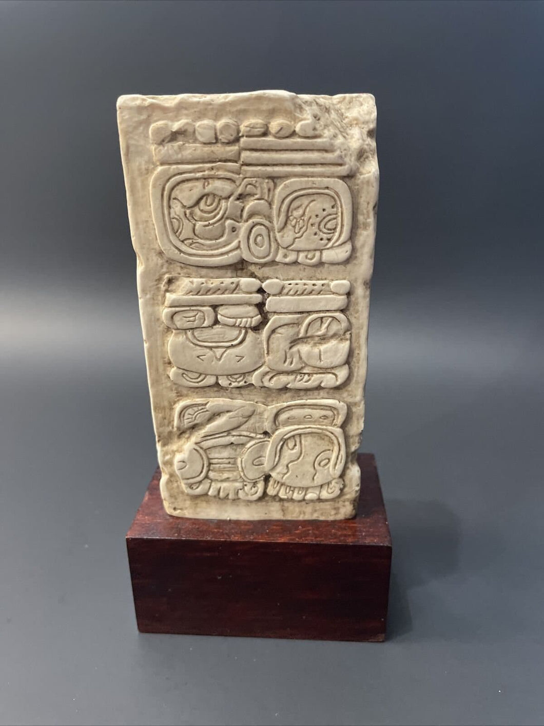 Aztec Mayan Glyph stele Sculpture 6.25