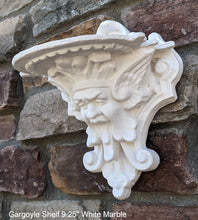 Load image into Gallery viewer, Gargoyle Satyr wall Shelf corbel Grotesque goblin sculpture www.NEO-MFG.com 9.25&quot; winged greenman leaf face
