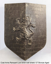 Load image into Gallery viewer, Coat Arms Rampant Lion brick wall shield sculpture plaque www.NEO-MFG.com 13"
