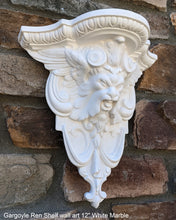 Load image into Gallery viewer, Gargoyle Satyr wall Shelf corbel Grotesque goblin sculpture www.NEO-MFG.com 12&quot; winged greenman leaf face
