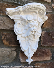 Load image into Gallery viewer, Gargoyle Satyr wall Shelf corbel Grotesque goblin sculpture www.NEO-MFG.com 12&quot; winged greenman leaf face
