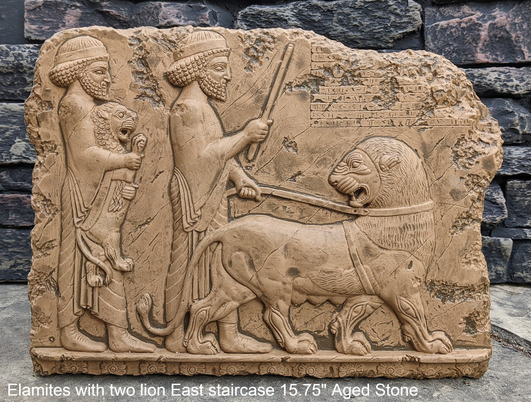 Assyrian Elamites with two lion East staircase Persian Persepolis art Wall Sculpture 15.75