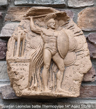 Load image into Gallery viewer, Roman Greek Spartan Leonidas battle of thermopylae Sculptural Wall frieze plaque Fragment relief www.Neo-Mfg.com 14&quot;
