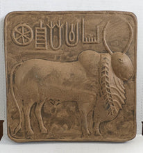 Load image into Gallery viewer, Indus Valley Bull Ox sculpture wall plaque Mohenjo-Daro seal Pashupati www.NEO-MFG.com 11&quot;
